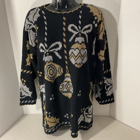 Vintage Holiday Time Ornament Acrylic Sweater Made in U.S.A Size Medium - Picture 8 of 9